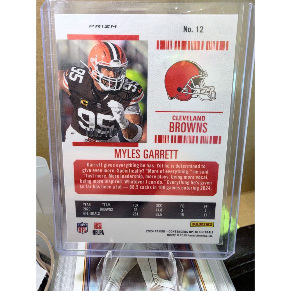 2024 Panini Contenders Optic Myles Garrett Season Ticket Red 188/199 #12